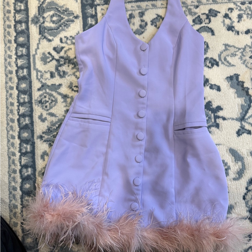 Nasty Gal Lilac Feather Trim Kids Dress
